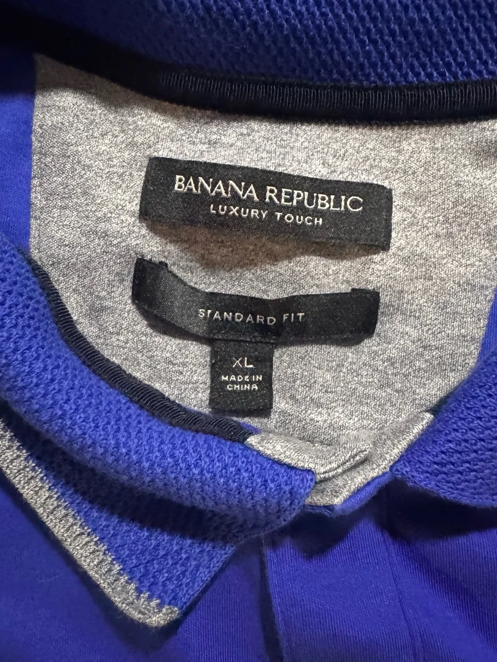 Banana Republic Men’s Luxury Touch Cobalt Blue Polo with Contrast Trim